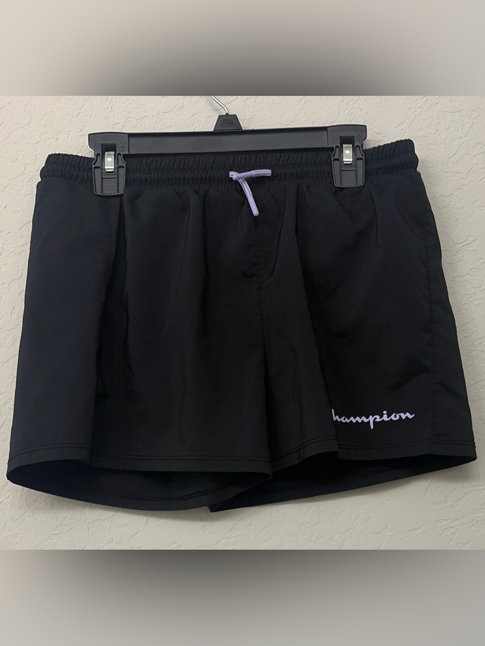 Champion Girls Athletic Shorts Size 14/16 Black Drawstring Activewear Workout